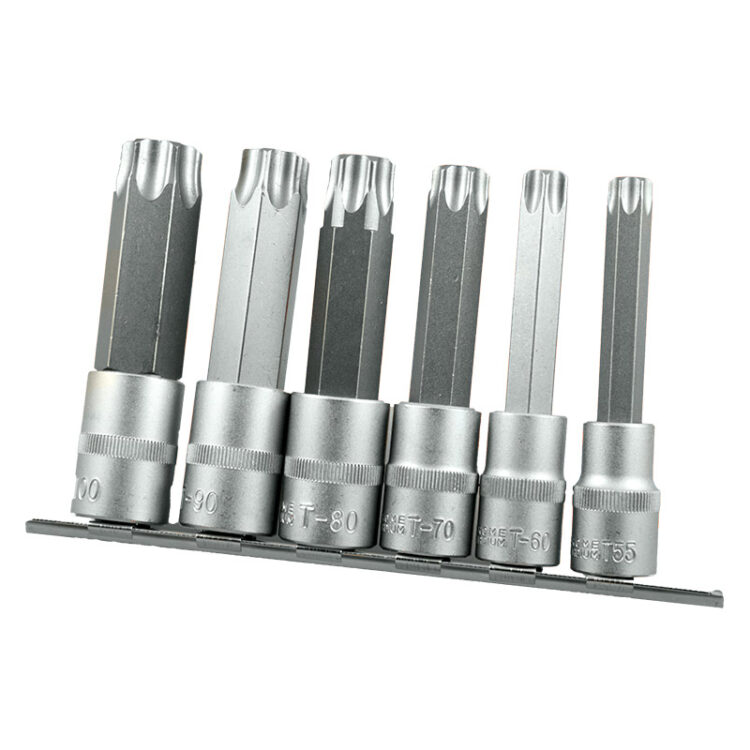 9777 | JUEGO PUNTAS TORX EN VASO 1/2, 6 PZS, T55 - T100