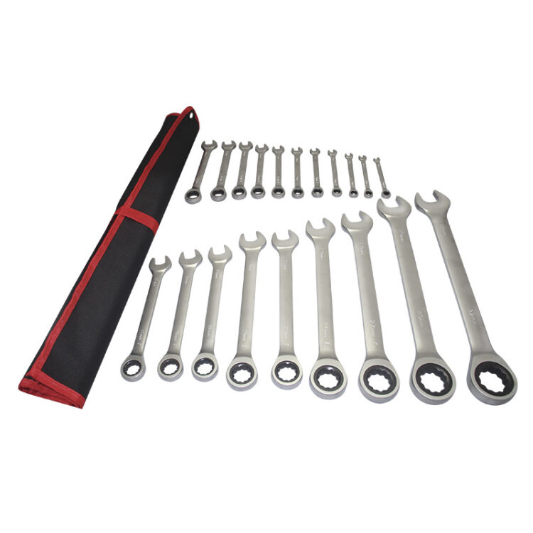 10145 | JUEGO LLAVE COMBINADA DE CARRACA 20 PIEZAS (6,7,8,9,10,11,12,13,14,15,16,17,18,19,21,22,24,27,30,32M