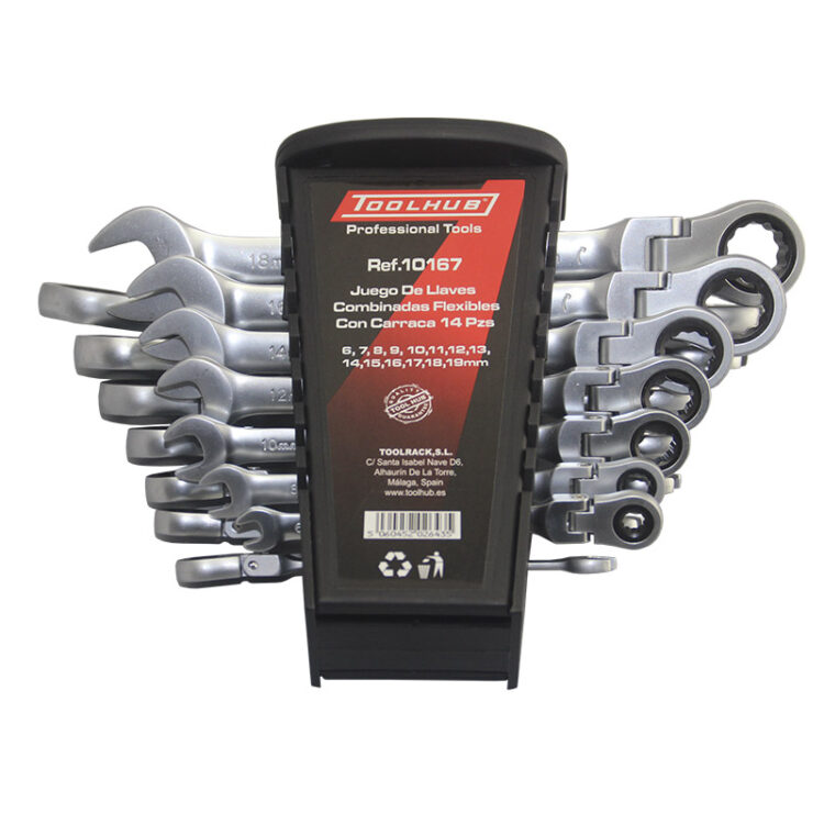 10167 | JUEGO LLAVE COMBINADA DE CARRACA CABEZA FLEX 14 PIEZAS