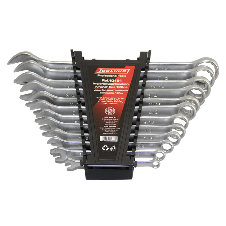 10191 | JUEGO DE LLAVES COMBINADAS 12 PIEZAS (1/4", 5/16", 3/8", 7/16", 1/2", 9/16", 5/8", 11/16", 3/4", 13