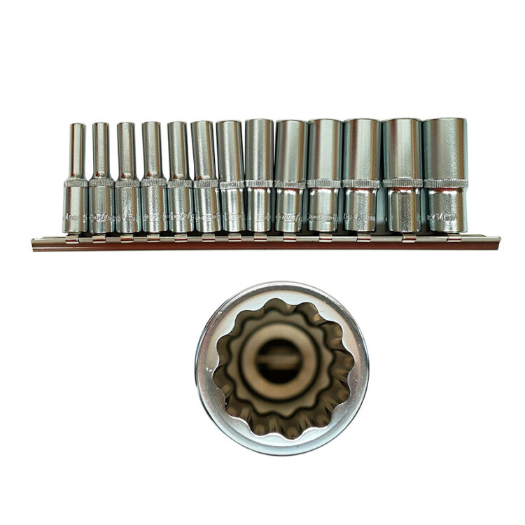 10452 | JUEGO DE VASOS LARGOS - 1/4" DR. 12 CARAS, 13PZS