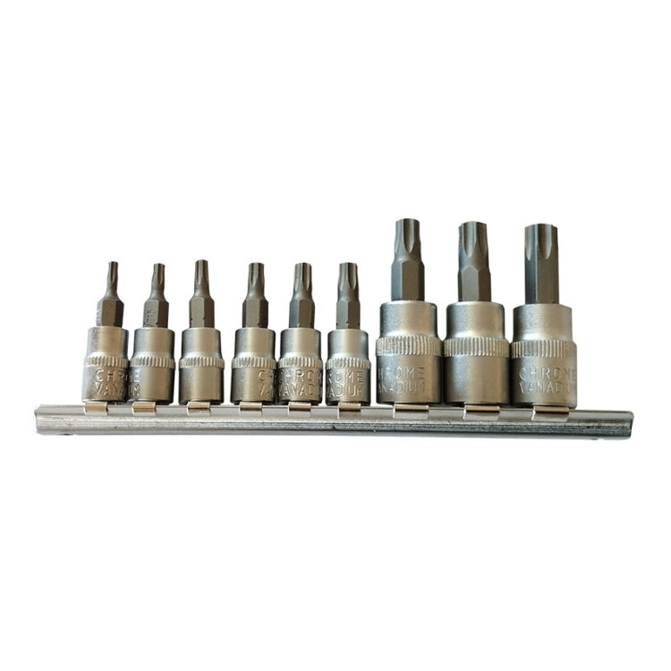 JUEGO DE PUNTAS TORX INVIOLABLE EN VASO - 1/4" & 3/8" - 9PZS