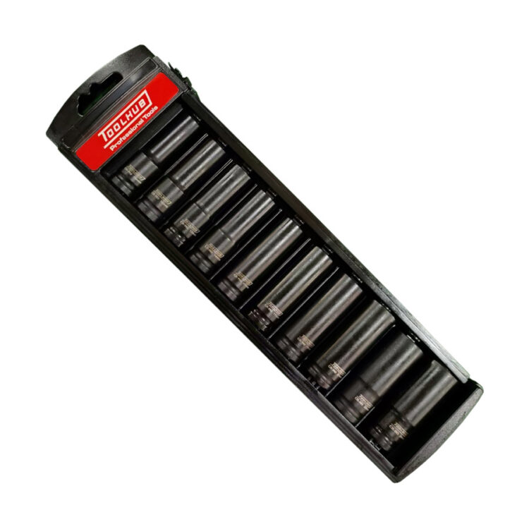 11307 | JUEGO VASOS DE IMPACTO LARGOS 1/2"DR. 6 CARAS 10PZS.