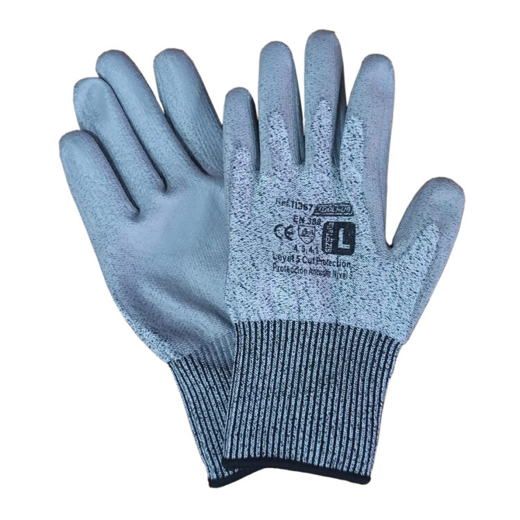 11379 | GUANTES DE TRABAJO ANTI-CORTE CON PALMA PU 12 PARES