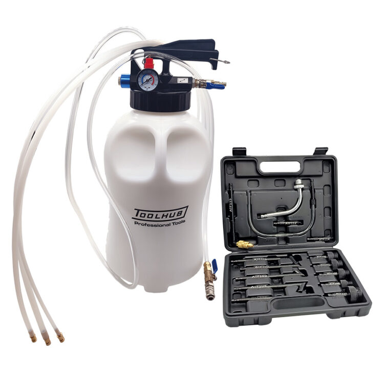 11740 | EXTRACTOR Y SUMINISTRADOR NEUMATICO ACEITE ATF 10L CON 15 ADAPTADORES.