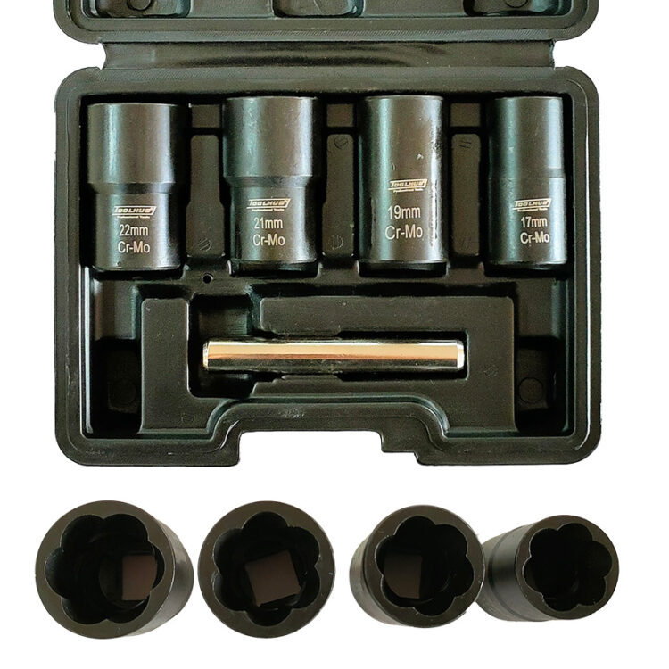 2393 | JGO. DE VASOS PARA QUITAR TORNILLOS DA?ADOS, 1/2"DR., 5 PZS