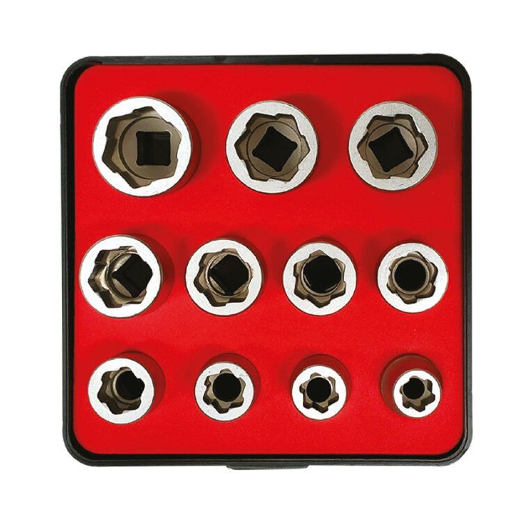 9533 | JUEGO DE VASOS 3/8" PARA QUITAR TUERCAS DA?ADAS 11 PZS