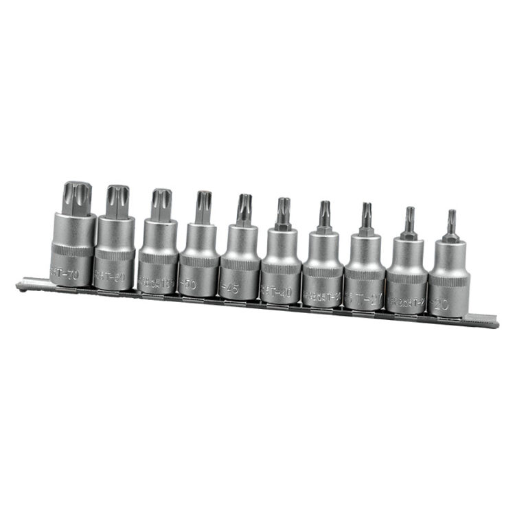 JUEGO PUNTAS TORX EN VASO CORTO 1/2?, 10 PZS, T20 - T70