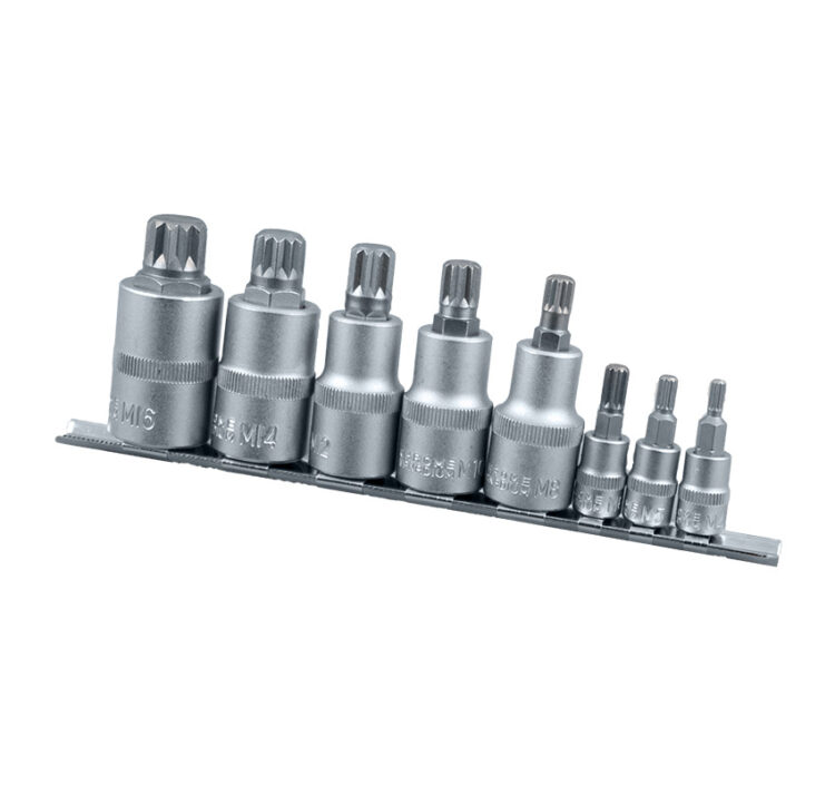 9781 | JUEGO PUNTAS XZN SPLINE EN VASO 1/4? & 1/2?, 8 PZS, M4 - M16