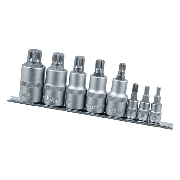 9781 | JUEGO PUNTAS XZN SPLINE EN VASO 1/4? & 1/2?, 8 PZS, M4 - M16