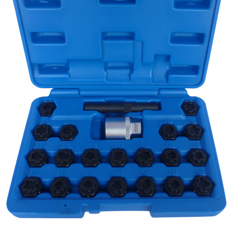 9884 | JUEGO DE VASOS PARA TORNILLOS ANTIRROBO - VAG 22 PZS
